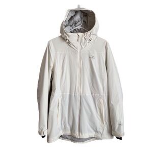 LL Bean Waterproof Packaway Jacket Ski Outdoor Primaloft Winter White Medium